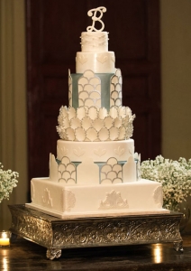 Silver & White Art Deco Wedding Cake