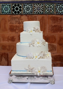 Sand Dollar & Frangipani Wedding Cake