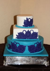 Purple & Teal Wedding Cake
