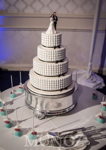 White M&M Wedding Cake & Pops