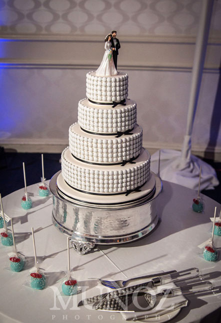 White M&M Wedding Cake & Pops
