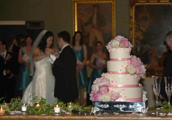 Pink & Cream Peony Wedding Cake